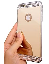 Wireless: ? Lifetime Warranty + FREE Screen Protector ? / iPhone 6/6S Plus Luxury Hybrid Beauty Crystal Rhinestone With Gold Sparkle Glitter Hard Protective Diamond Case (iPhone 6/6S Plus Gold) (Mirror 6 Plus) - KoKo Cases