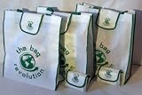 5 Large Foldable White & Green Shopping Grocery Bags : Eco Friendly
