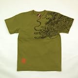 【メンズ手描き舞龍柄半袖Ｔシャツ】肉厚のヨレ無い龍のように強いメンズ和柄Tシャツ！
