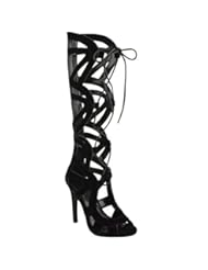 Shoes: Fashion Thirsty Womens Knee High Lace Up Cut Out Shoes Heels Gladiator Sandals Size 8