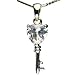Diamond Cubic Zirconia 3.6ct Heart Key Platinum Overlay CAREFREE Sterling Silver Pendant Necklace