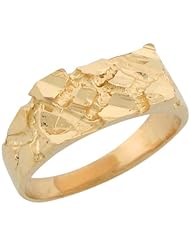 14k Yellow Gold Diamond Cut Nugget Designer Newborn Baby Ring