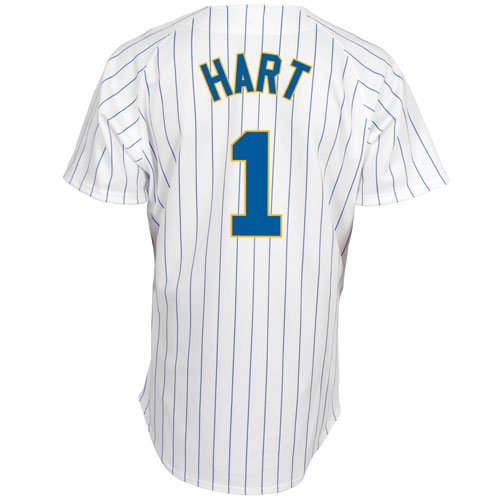 MLB Men's Milwaukee Brewers Corey Hart White/Ryl Pinstrp Short Sleeve 6 Button Synthetic Replica Baseball Jersey Spring 2011  (White/Ryl Pinstrp, Large)