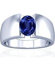 18K White Gold Oval Cut Blue Sapphire Solitaire Ring