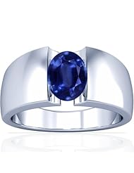 14K White Gold Oval Cut Blue Sapphire Solitaire Ring