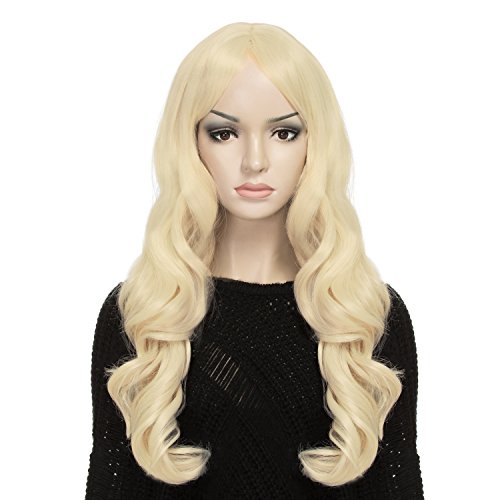 DAOTS Curly Wig Long Wavy Wigs for Women Cosplay Costume, Free Wig Cap and Bobby Pins