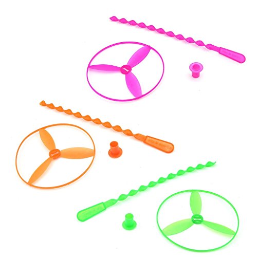 Owfeel of 3 Como Plastic Twisty Flying Saucers Spinning Shooter Flying