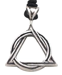Circled Triangle Circle Knot Pewter Pendant Necklace