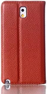 (Case for Galaxy Note 3/N9000) Bon Venu Deluxe Litchi Grain Muti Colors Leather Wallet Case Stand Cover with Actuation for Samsung Galaxy Note3 N9000 case +Screen Protector (Brown)