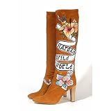 Roberto Cavalli - Roberto Cavalli knee length leather boots with graphic signature print