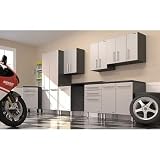 Garage Pro 9 Piece Set with Work Surface, Rolling Casters, and Three Hanging Wall Cabinets 6" Adjustable Feet: No