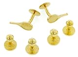 Gold plated tennis racquet and ball cufflinks and shirt stud set. Made in the USA