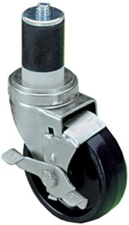 Expanding Stem Caster for 1-1/2" Tubing - Black Polyolefin 4" - w/ Brake