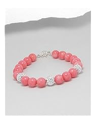 Pink Corals Bracelet In 92.5 Sterling Silver