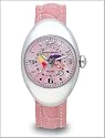 Franchi Menotti Lady's Pink Leather Strap Dual Time Zone watch Pink Mother of Pearl Dial