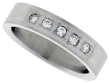 Surgical Steel 1/4 (6mm) Flat Band Wide with 5 Stones