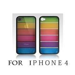 グラデーション　レインボーカラー　iphone4 　ケース　カバー　スケルトン　ブラック