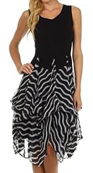 A-line Cotton/Rayon/Spandex Bubble Dress Full-Skirt Striped Print  Dress