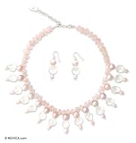 Pearl and quartz jewelry set, 'Nymph's Heart' 0.6