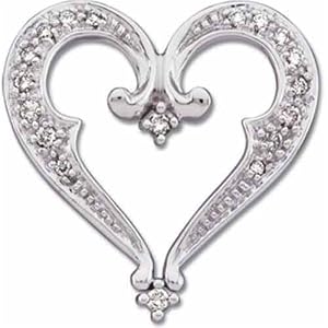 14Kt White Gold Stylish Arch Heart Diamond Slide Pendant