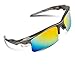 RIVBOS Rb0308 POLARIZED Sports Sunglasses with 5 Set Interchangeable Lens (Silver&Black)