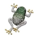 10.90 Ct. T.W. Faux Emerald Cubic Zirconia Frog Brooch In Sterling Silver.