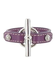 Les Poulettes Jewels - Sterling Silver Bracelet - With Purple Leather and T Clasp Knot Design