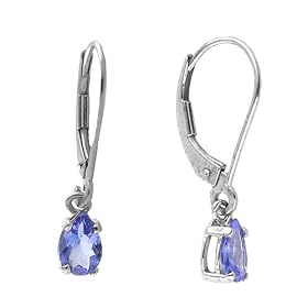 14K White Gold Tanzanite Drop Earrings by