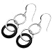 Sterling Silver and Black Enamel Loop Dangle Earrings .925 Stamp Hypoallergenic Nickel Free