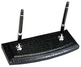 Black Crocodile Embossed Leather Pen Stand