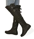 Blue Banana - Black Over the Knee Flat Boots