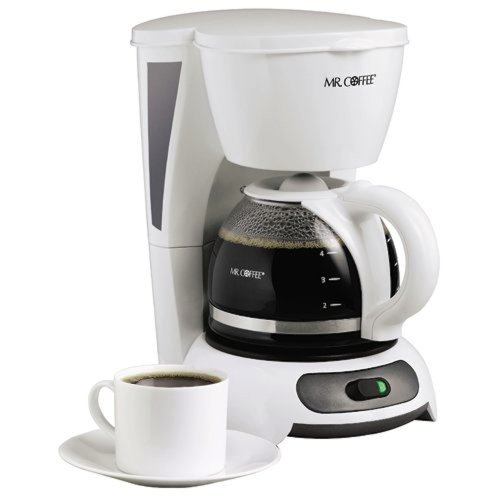 Mr. Coffee TF4GTF 4-Cup Switch Coffeemaker, White with Gold Tone Filter