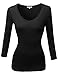 MBE Women's Classic Cotton-Blend 3/4 Sleeve V-neck Longsleeve Top