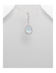 Sky-Blue Topaz Pendant Necklace In 92.5 Sterling Silver