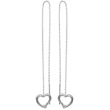 Sterling Silver Open Heart Ear Thread Earrings