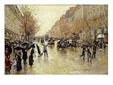 Boulevard Poissoniere in the Rain, circa 1885 Art Giclee Poster Print by Jean Beraud, 24x18