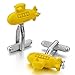 Men's 2PCS Rhodium Plated Cufflinks Silver Yellow Submarine Shirt Wedding Business 1 Pair Set Unique
