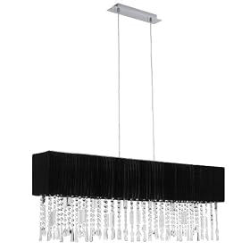 Eglo 89177A Aves, Chrome Black and Crystal, 5-Light Pendant Light Fixture by Eglo