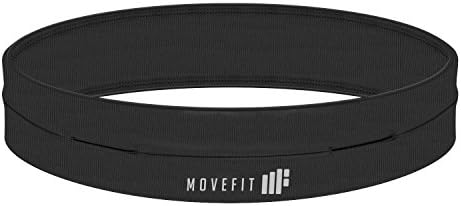 Running Belt Waist Pack for Fitness Workouts from MoveFit Offers Versatile Use, Comfort, Elasticity, Spacious Storage, 4 Sleek Pockets, Keychain. Enhance Your Workout Experience Now! (Black, Medium)