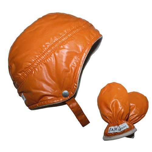7AM Enfant Infant Mittens and Hat Set, Orange Peel, Medium