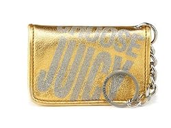 Juicy Couture 'Choose Juicy' ID Credit Card Holder Case Bag with Key Chain Gold