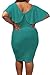 Womens Plus Size Cape Sleeve Ruffle Lace Up Bodycon Midi Dress XL Turquoise
