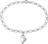 10K White Gold .02 ctw Diamond Bracelet with Heart Charm
