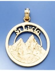 Gold Vacation Charm Pendant St. Lucia Twin Pitons In Frame