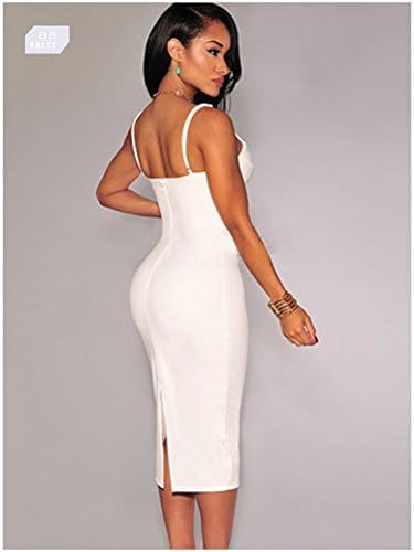 Rose Memery Women's Plunging V Neck Midi Dress One Size White