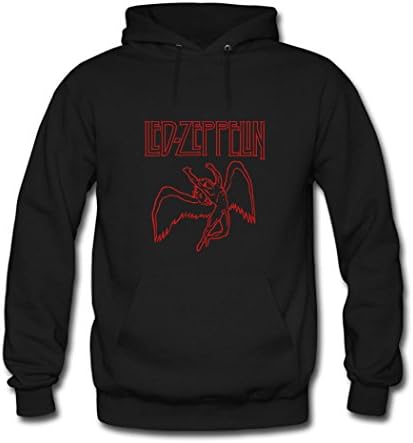 QNMLGB Simple Printing Customized Led Zeppelin Logo Men's Classic Hoodie Sweatshirt Large Black