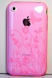 New Clear Pink Color Butterfly Flower Garden Crystal Soft Skin Candy Silicone Case for Apple Iphone 3g 3gs
