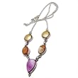Sterling Silver Chain Necklace Sterling Silver with Colorful shells in yellowi, pink & Orange 17 inches