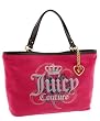 Juicy Couture Velour Jeweled Heart Charm Shopper Bag Purse Tote Vivid