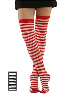 Striped Solid Opaque Thigh Highs